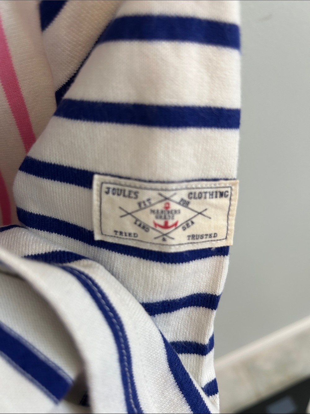 Joules Striped Tee Dress - Pink, Navy, Green - Picture 5 of 5